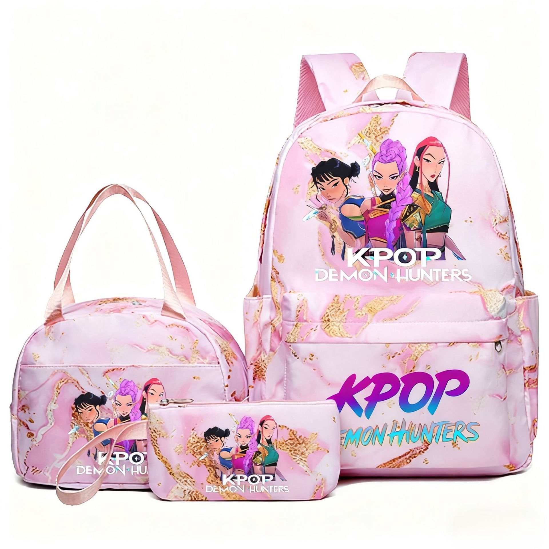 Foreign trade hot item demon hunter backpack kpop anime fashion student backpack lunch bag pencil box set Foreign trade hot item demon hunter backpack kpop anime fashion student backpack lunch bag pencil box set