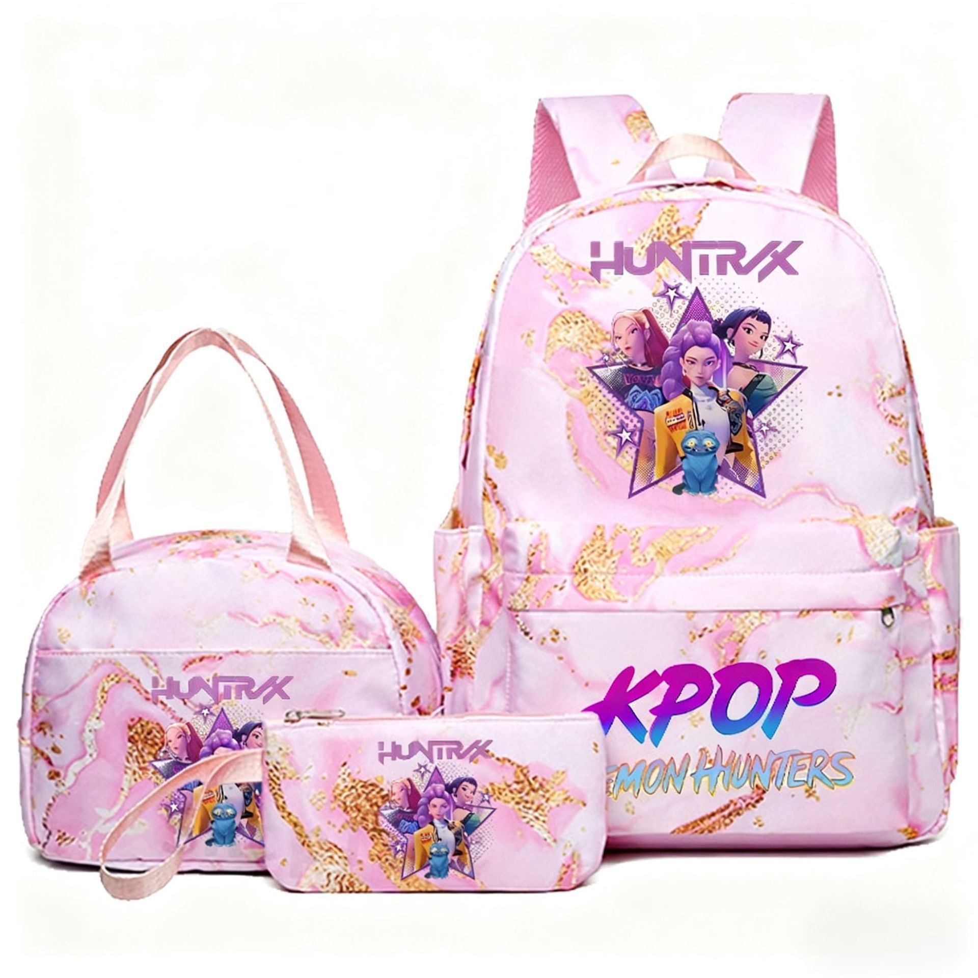 Foreign trade hot item demon hunter backpack kpop anime fashion student backpack lunch bag pencil box set Foreign trade hot item demon hunter backpack kpop anime fashion student backpack lunch bag pencil box set
