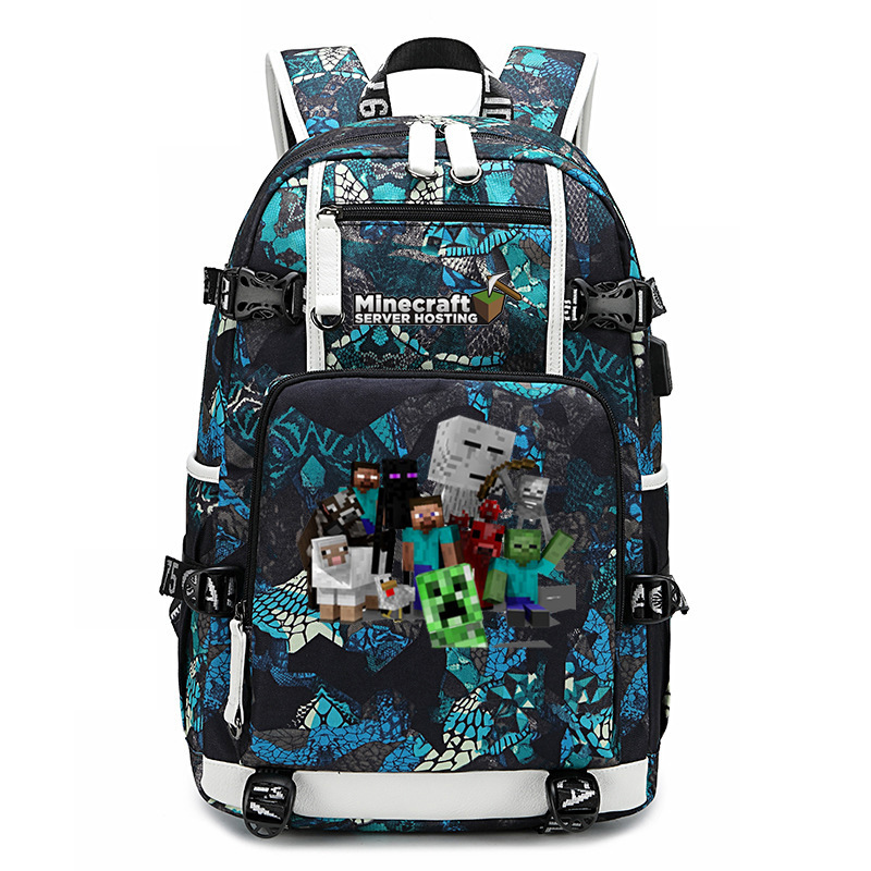 Cross border hot selling Minecraft game peripheral printed backpack outdoor large capacity travel bag Cross border hot selling Minecraft game peripheral printed backpack outdoor large capacity travel bag
