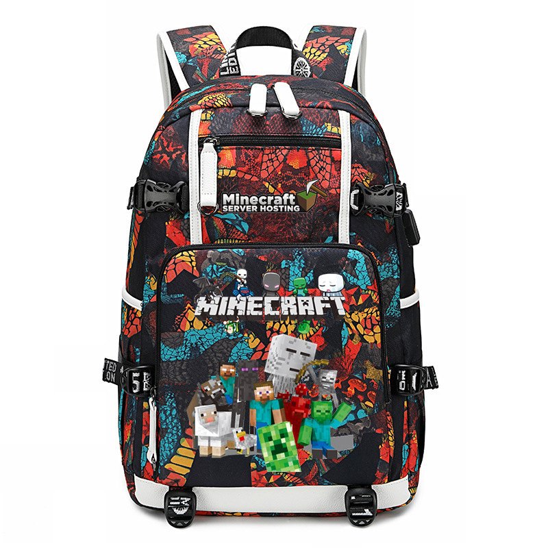 Cross border hot selling Minecraft game peripheral printed backpack outdoor large capacity travel bag Cross border hot selling Minecraft game peripheral printed backpack outdoor large capacity travel bag