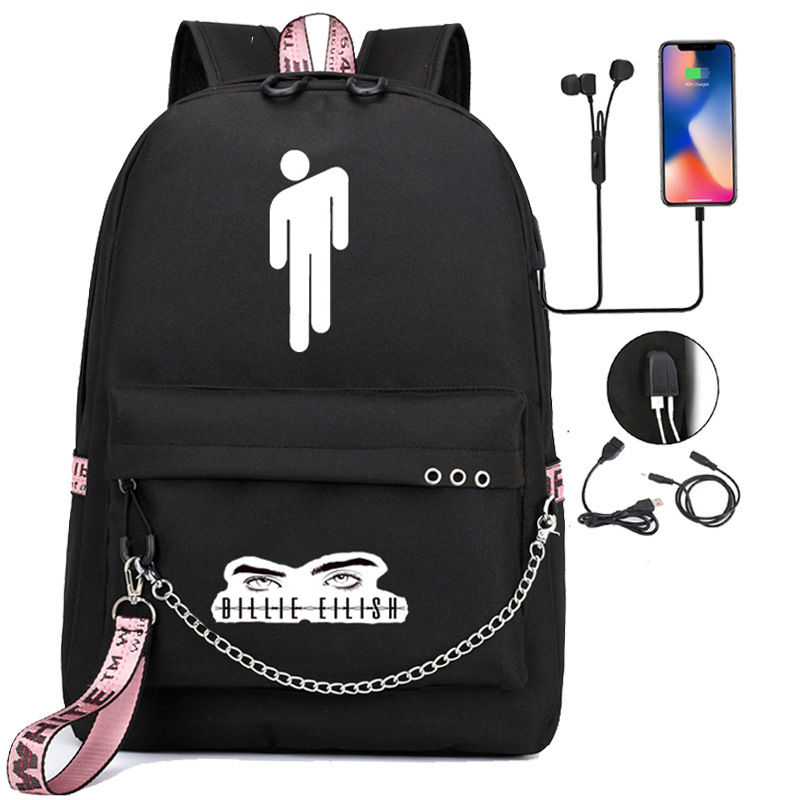 Billie Eilish Backpack Star L Air USB Charging Travel Backpack Student Backpack