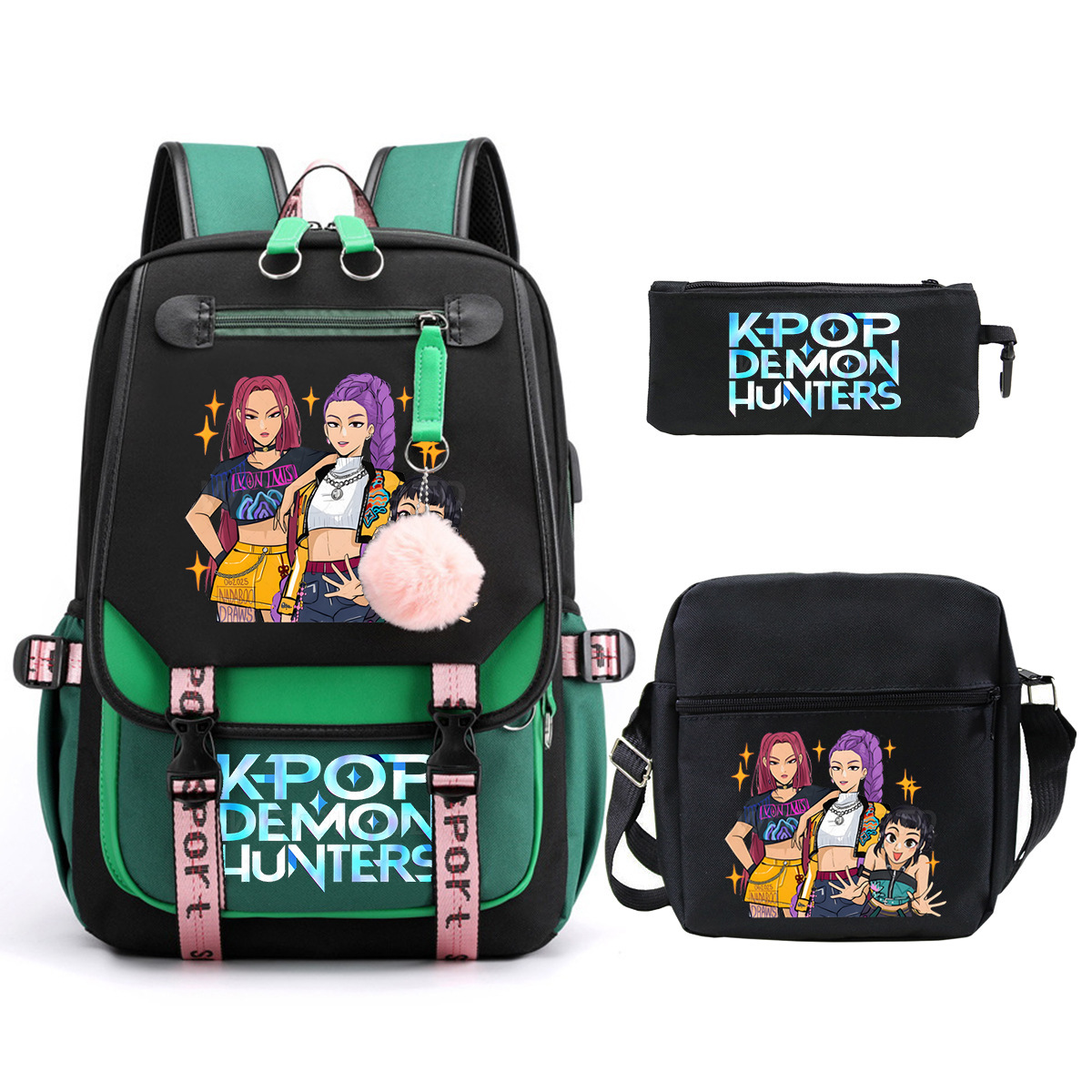 Witch Hunting Squad Printed Children's Fashion Backpack Cross border Large Capacity Casual Backpack Set for Primary and Secondary School Students Witch Hunting Squad Printed Children's Fashion Backpack Cross border Large Capacity Casual Backpack Set for Primary and Secondary School Students