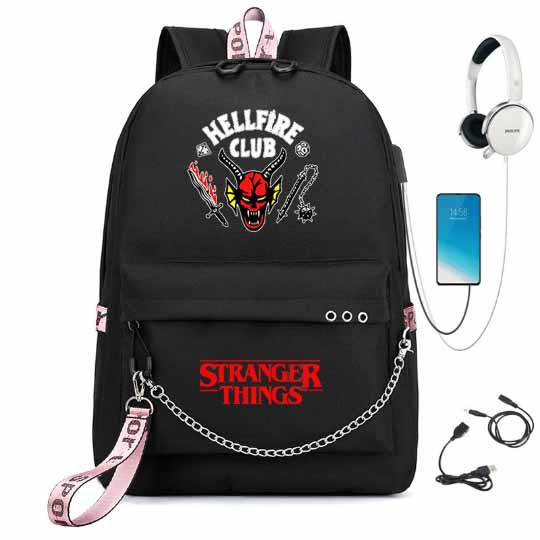 Cross border New American TV Series Stranger Story Backpack USB Charging Night Light Backpack for Middle School Students Cross border New American TV Series Stranger Story Backpack USB Charging Night Light Backpack for Middle School Students