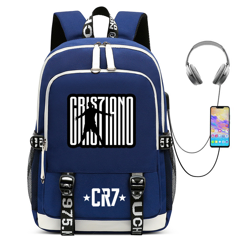 Hot selling football star Cristiano Ronaldo collection for teenagers, primary and secondary school students, USB men's and women's casual backpacks Hot selling football star Cristiano Ronaldo collection for teenagers, primary and secondary school students, USB men's and women's casual backpacks