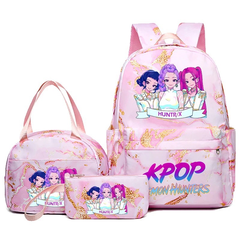 Foreign trade hot item demon hunter backpack kpop anime fashion student backpack lunch bag pencil box set Foreign trade hot item demon hunter backpack kpop anime fashion student backpack lunch bag pencil box set