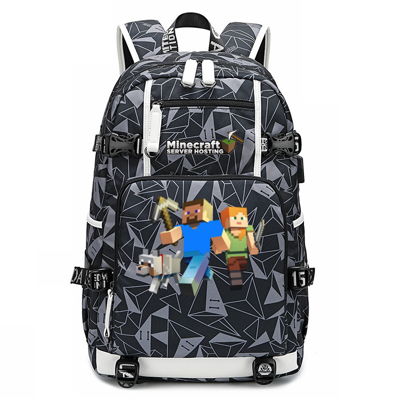 Cross border hot selling Minecraft game peripheral printed backpack outdoor large capacity travel bag Cross border hot selling Minecraft game peripheral printed backpack outdoor large capacity travel bag