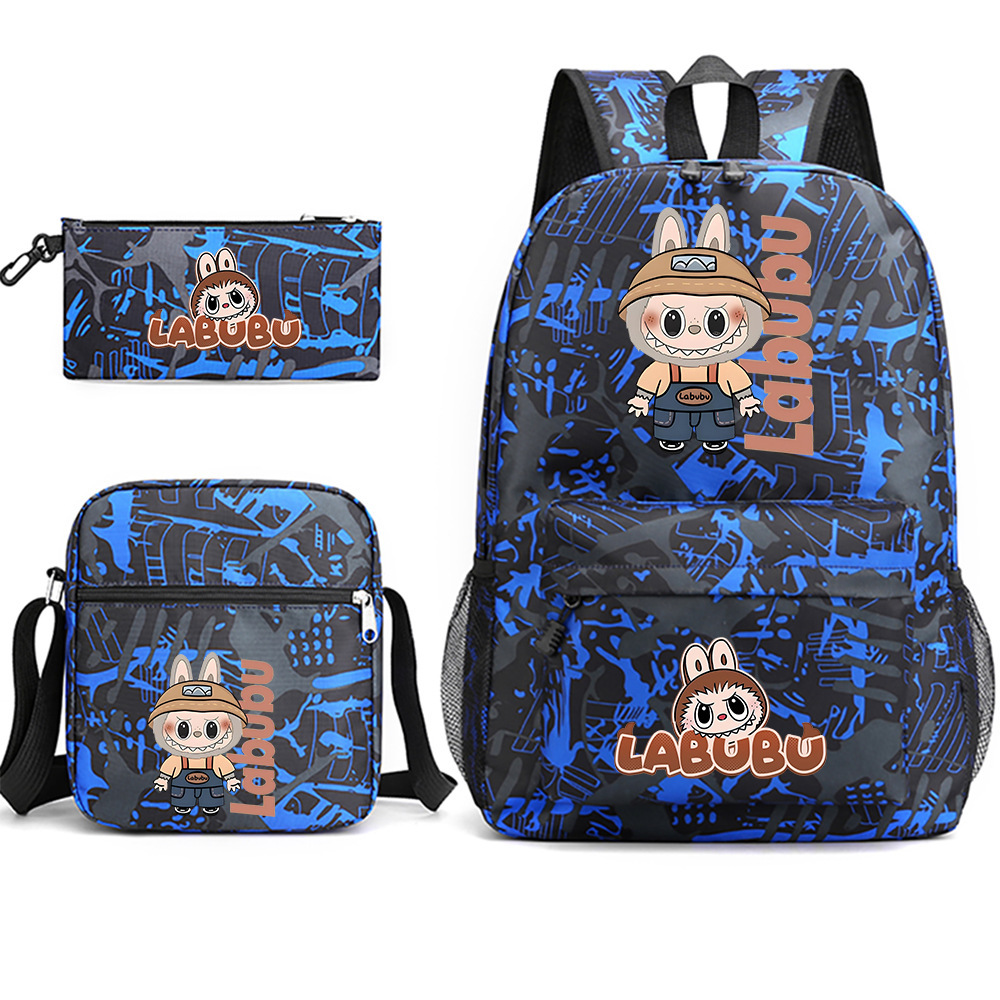 Cross border new hot selling Labubu peripheral printed student backpack backpack shoulder pencil case 3-piece set Cross border new hot selling Labubu peripheral printed student backpack backpack shoulder pencil case 3-piece set