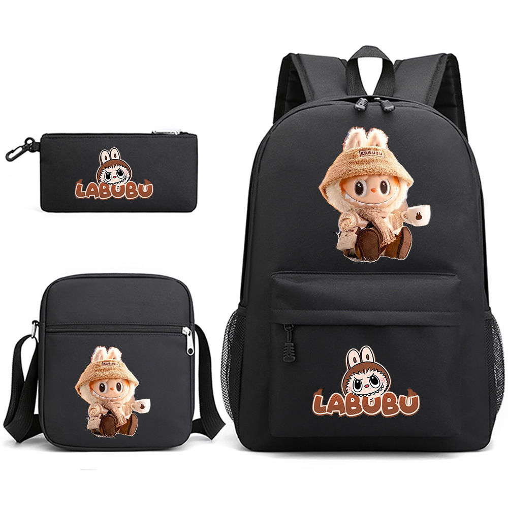 Cross border new hot selling Labubu peripheral printed student backpack backpack shoulder pencil case 3-piece set Cross border new hot selling Labubu peripheral printed student backpack backpack shoulder pencil case 3-piece set