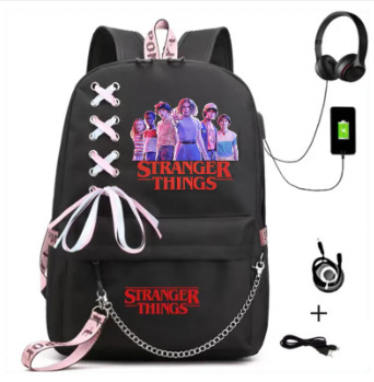 Cross border New American TV Series Stranger Story Backpack USB Charging Night Light Backpack for Middle School Students Cross border New American TV Series Stranger Story Backpack USB Charging Night Light Backpack for Middle School Students