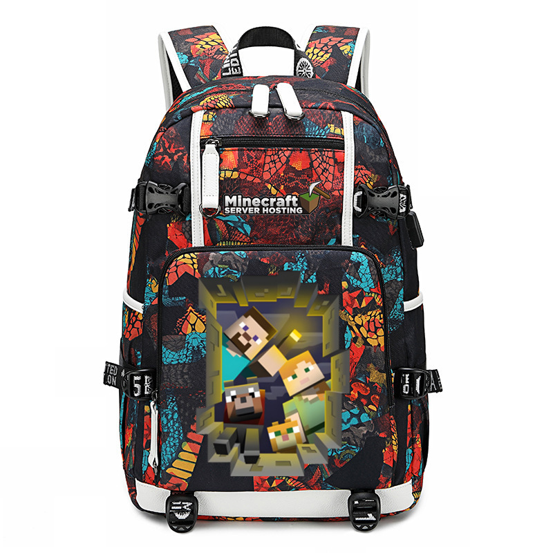 Cross border hot selling Minecraft game peripheral printed backpack outdoor large capacity travel bag Cross border hot selling Minecraft game peripheral printed backpack outdoor large capacity travel bag