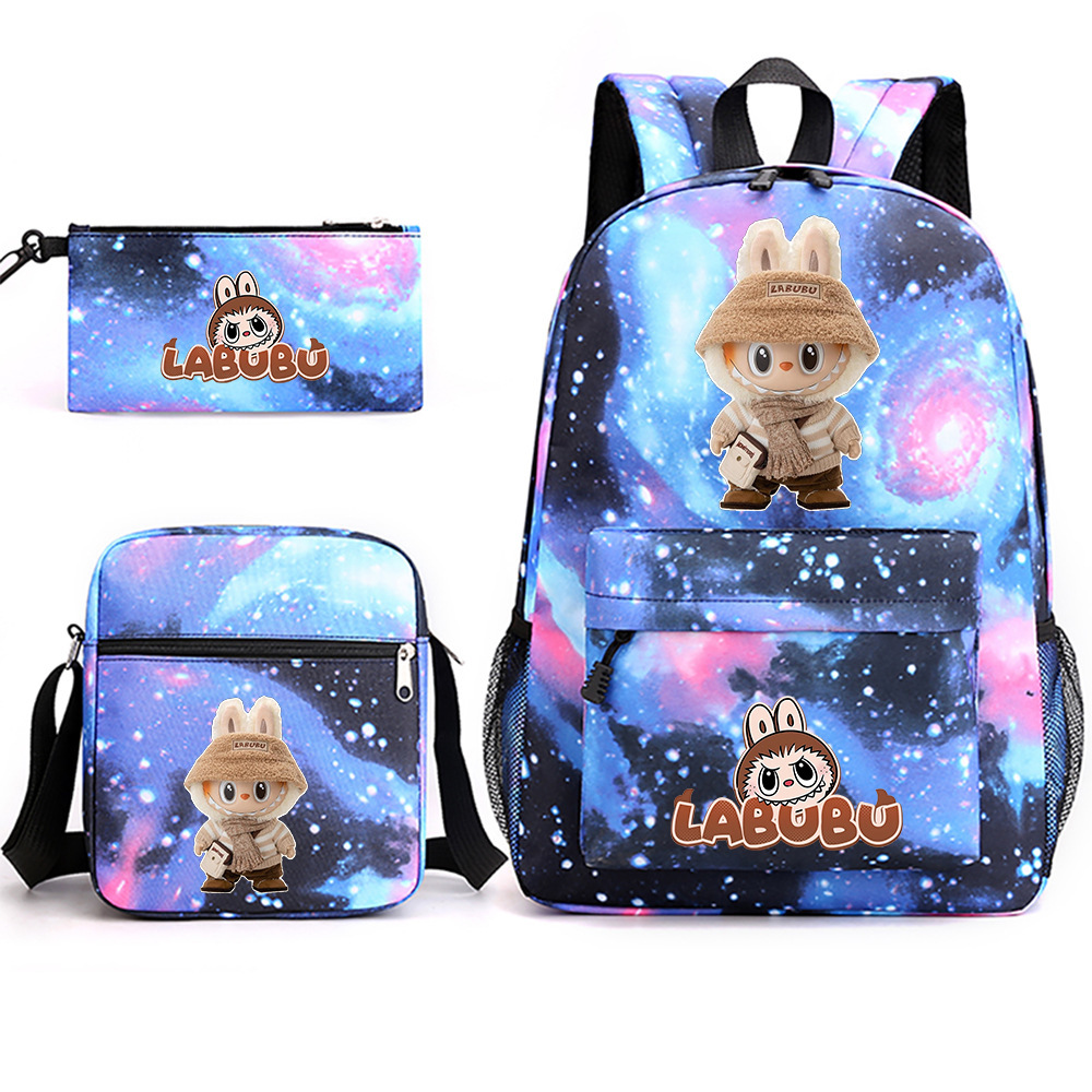 Cross border new hot selling Labubu peripheral printed student backpack backpack shoulder pencil case 3-piece set Cross border new hot selling Labubu peripheral printed student backpack backpack shoulder pencil case 3-piece set