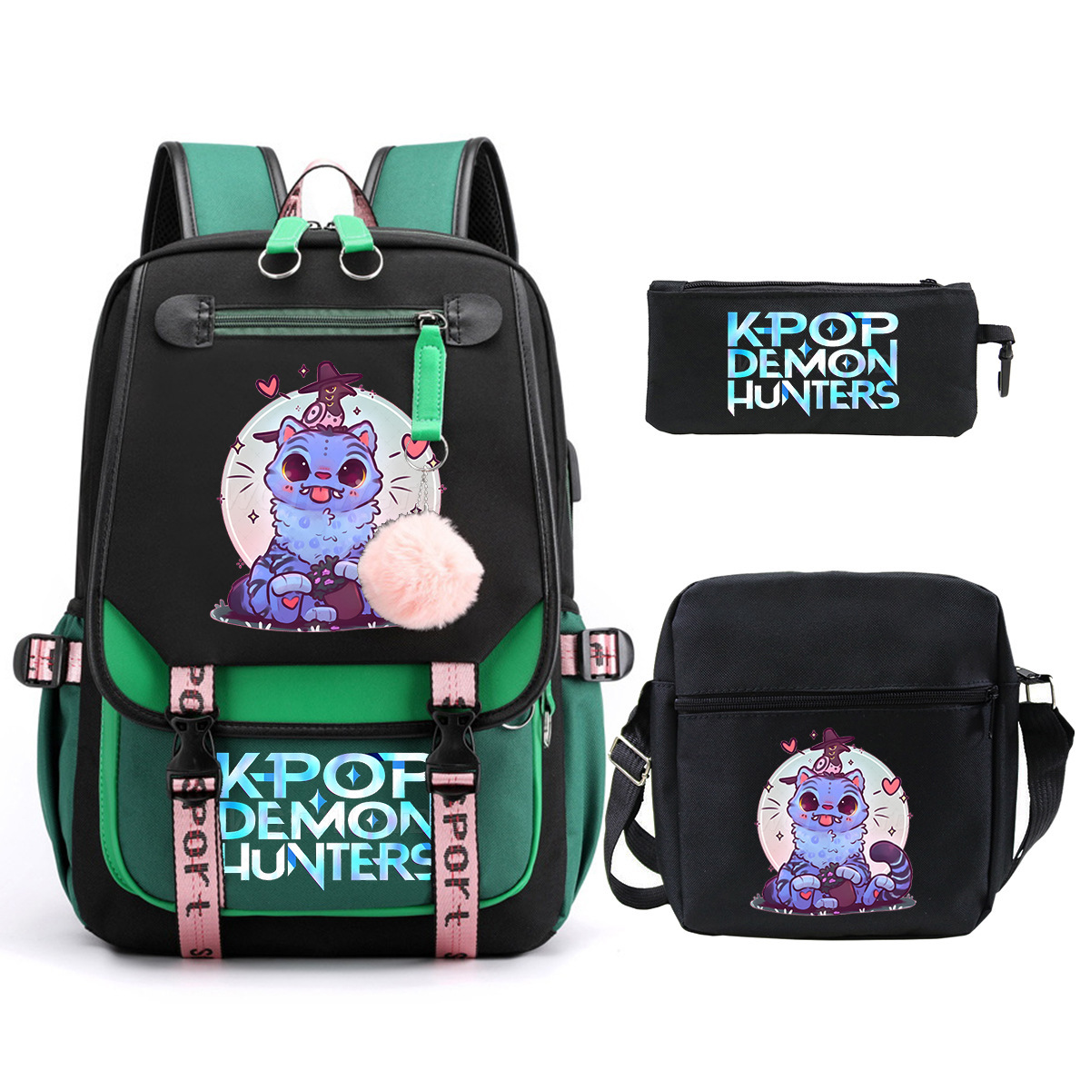 Witch Hunting Squad Printed Children's Fashion Backpack Cross border Large Capacity Casual Backpack Set for Primary and Secondary School Students Witch Hunting Squad Printed Children's Fashion Backpack Cross border Large Capacity Casual Backpack Set for Primary and Secondary School Students