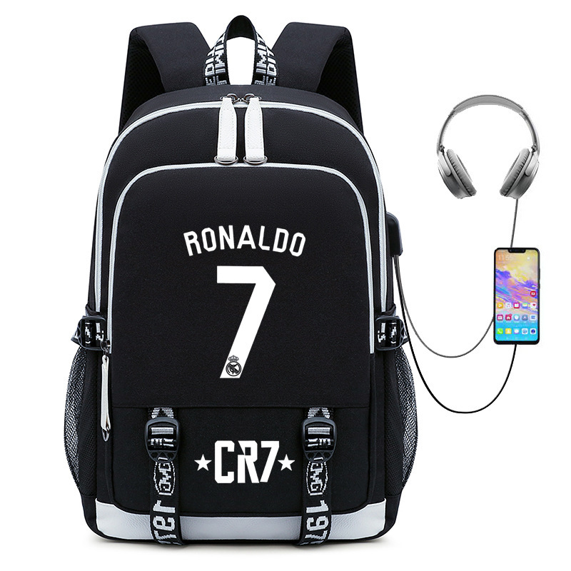 Hot selling football star Cristiano Ronaldo collection for teenagers, primary and secondary school students, USB men's and women's casual backpacks Hot selling football star Cristiano Ronaldo collection for teenagers, primary and secondary school students, USB men's and women's casual backpacks