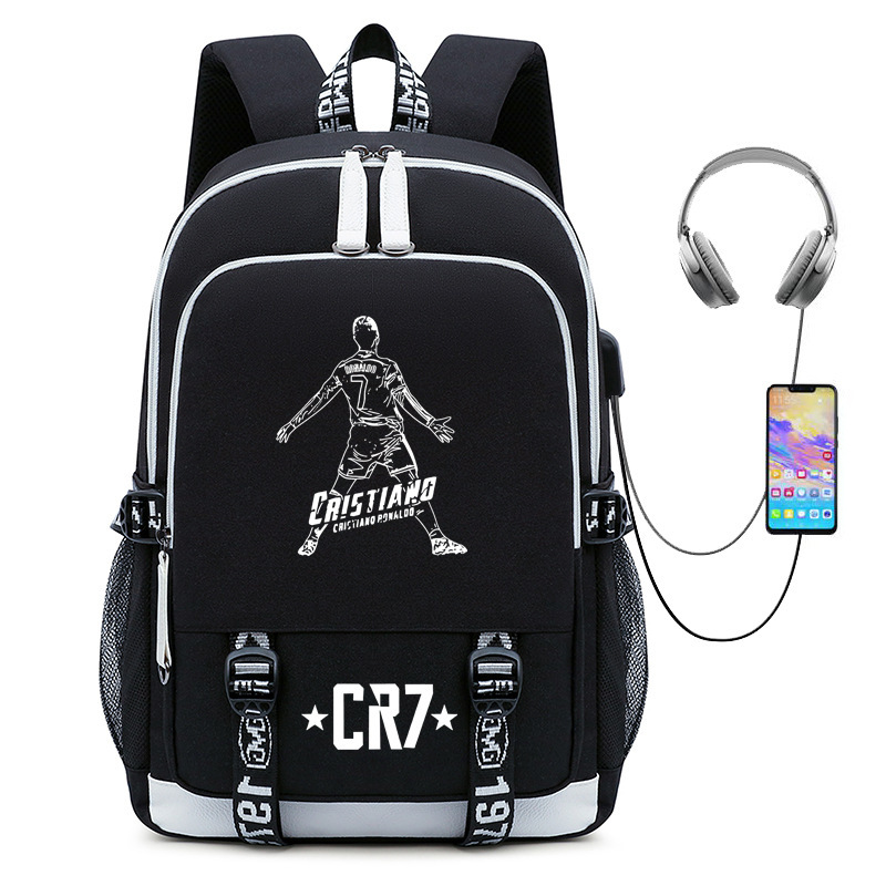 Hot selling football star Cristiano Ronaldo collection for teenagers, primary and secondary school students, USB men's and women's casual backpacks Hot selling football star Cristiano Ronaldo collection for teenagers, primary and secondary school students, USB men's and women's casual backpacks