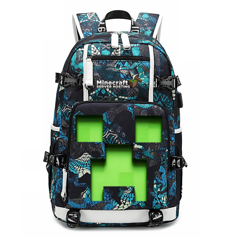 Cross border hot selling Minecraft game peripheral printed backpack outdoor large capacity travel bag Cross border hot selling Minecraft game peripheral printed backpack outdoor large capacity travel bag