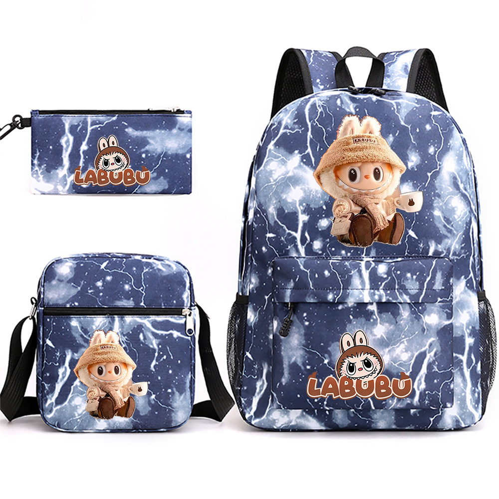 Cross border new hot selling Labubu peripheral printed student backpack backpack shoulder pencil case 3-piece set Cross border new hot selling Labubu peripheral printed student backpack backpack shoulder pencil case 3-piece set