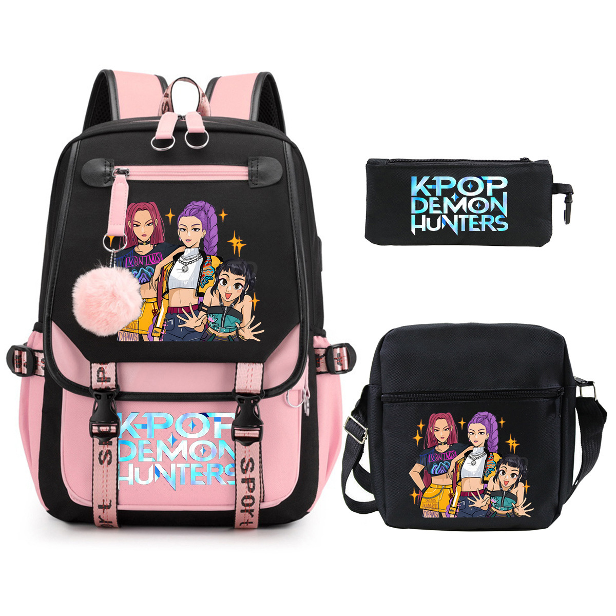 Witch Hunting Squad Printed Children's Fashion Backpack Cross border Large Capacity Casual Backpack Set for Primary and Secondary School Students Witch Hunting Squad Printed Children's Fashion Backpack Cross border Large Capacity Casual Backpack Set for Primary and Secondary School Students