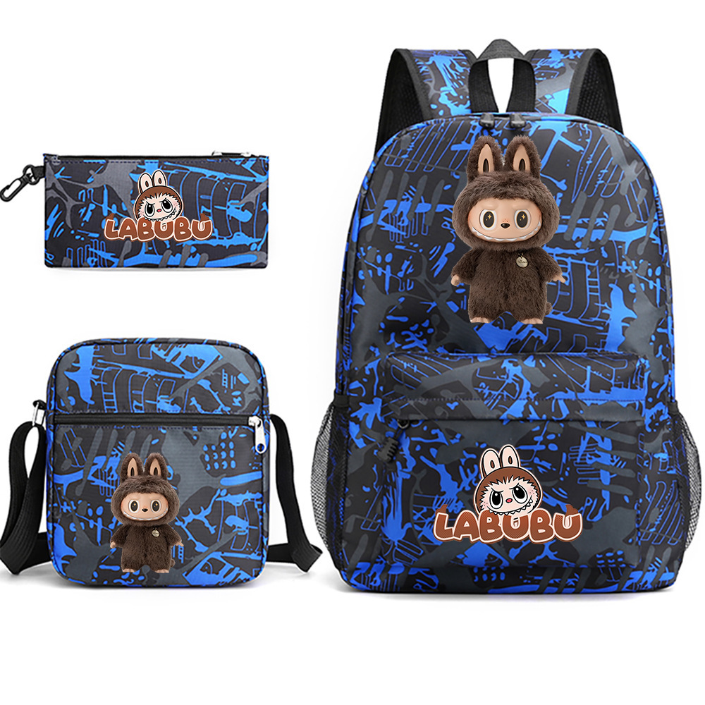 Cross border new hot selling Labubu peripheral printed student backpack backpack shoulder pencil case 3-piece set Cross border new hot selling Labubu peripheral printed student backpack backpack shoulder pencil case 3-piece set