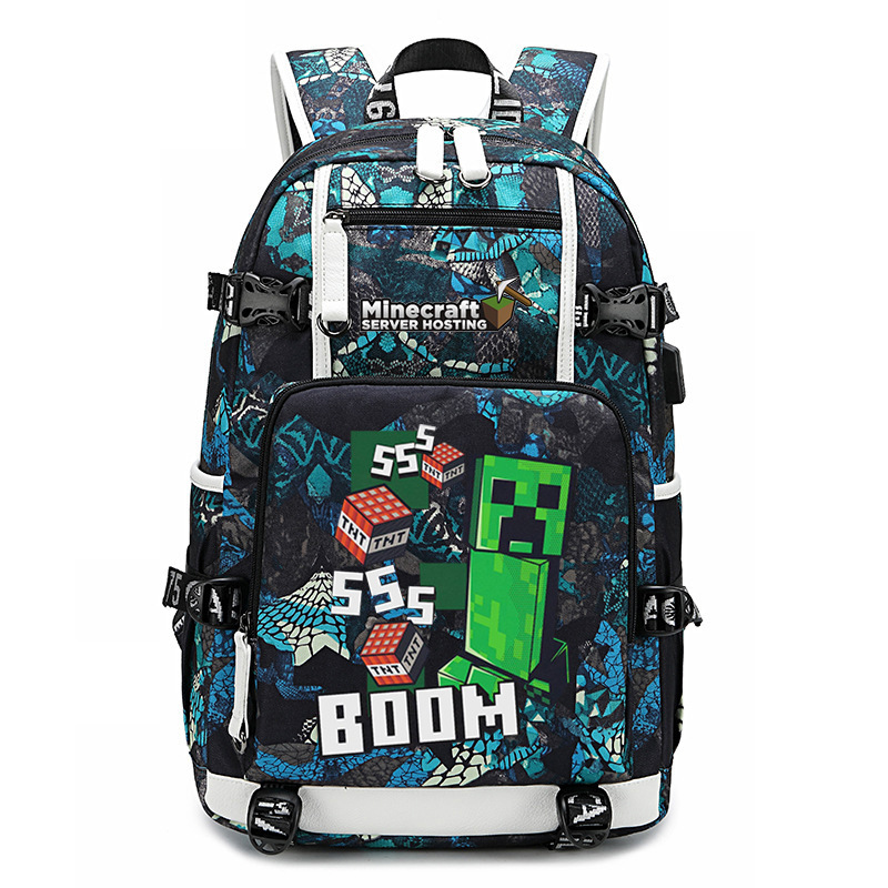 Cross border hot selling Minecraft game peripheral printed backpack outdoor large capacity travel bag Cross border hot selling Minecraft game peripheral printed backpack outdoor large capacity travel bag