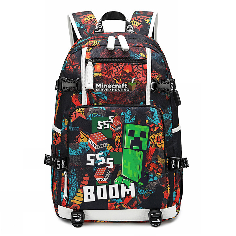Cross border hot selling Minecraft game peripheral printed backpack outdoor large capacity travel bag Cross border hot selling Minecraft game peripheral printed backpack outdoor large capacity travel bag