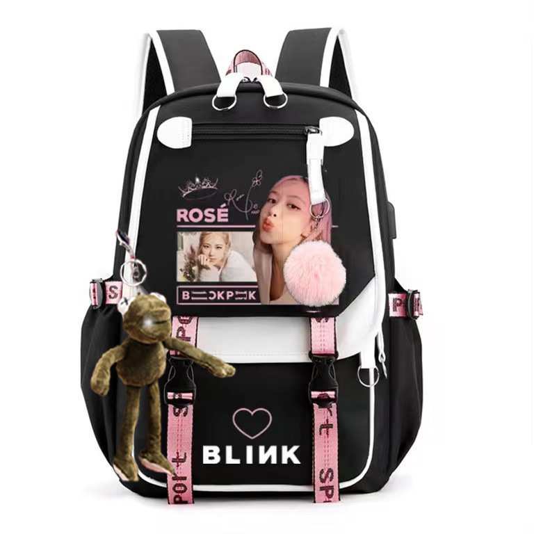 Junior high school student backpack, girls' casual simple backpack, contrasting canvas bag, multi-layer computer bag, men's bag, women's bag