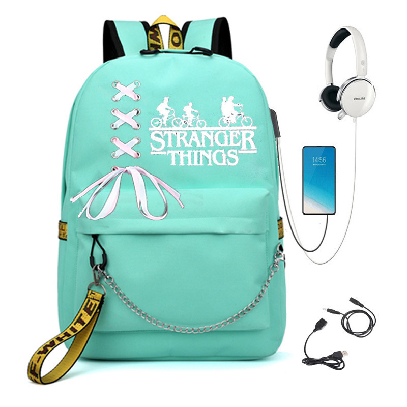 Cross border New American TV Series Stranger Story Backpack USB Charging Night Light Backpack for Middle School Students Cross border New American TV Series Stranger Story Backpack USB Charging Night Light Backpack for Middle School Students