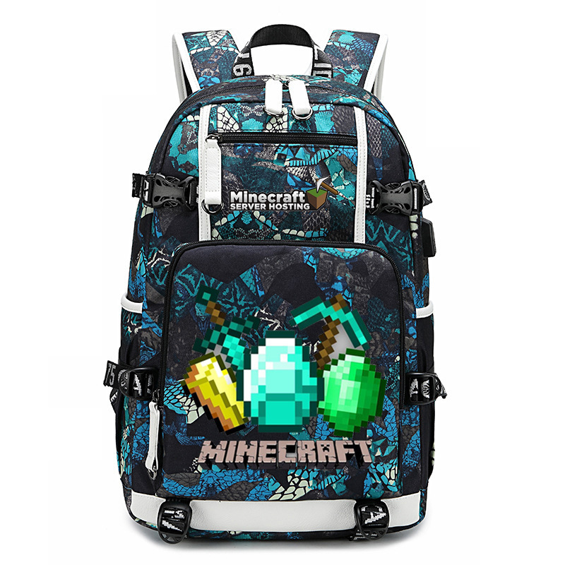 Cross border hot selling Minecraft game peripheral printed backpack outdoor large capacity travel bag Cross border hot selling Minecraft game peripheral printed backpack outdoor large capacity travel bag