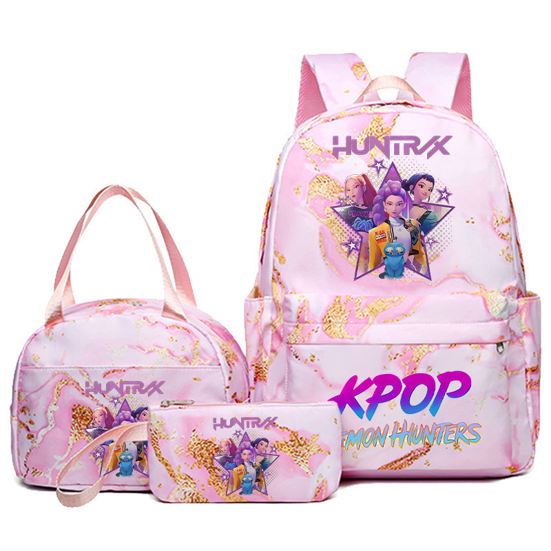 Foreign trade hot item demon hunter backpack kpop anime fashion student backpack lunch bag pencil box set Foreign trade hot item demon hunter backpack kpop anime fashion student backpack lunch bag pencil box set