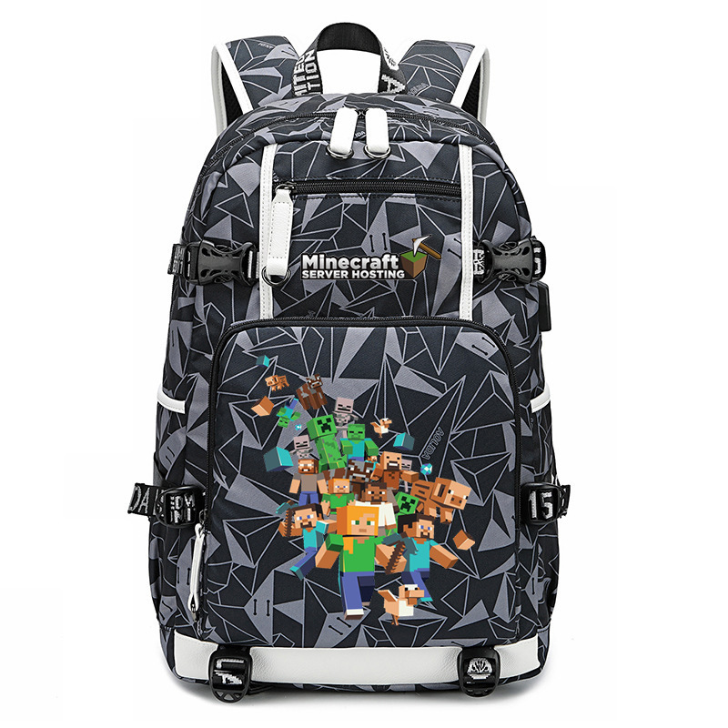 Cross border hot selling Minecraft game peripheral printed backpack outdoor large capacity travel bag Cross border hot selling Minecraft game peripheral printed backpack outdoor large capacity travel bag