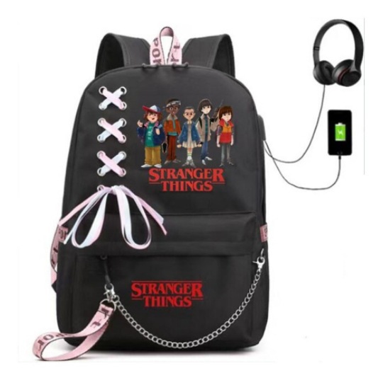 Cross border New American TV Series Stranger Story Backpack USB Charging Night Light Backpack for Middle School Students Cross border New American TV Series Stranger Story Backpack USB Charging Night Light Backpack for Middle School Students