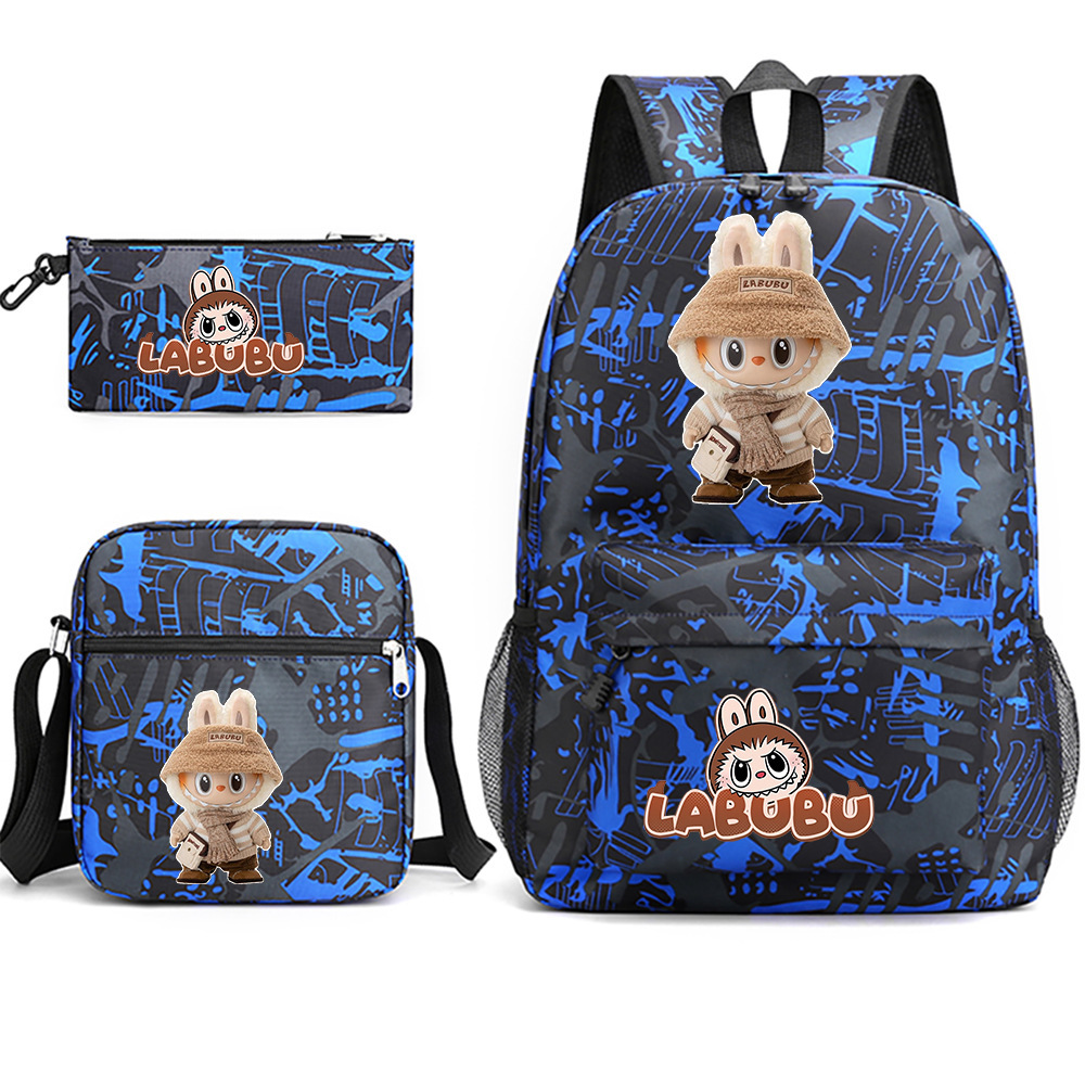 Cross border new hot selling Labubu peripheral printed student backpack backpack shoulder pencil case 3-piece set Cross border new hot selling Labubu peripheral printed student backpack backpack shoulder pencil case 3-piece set