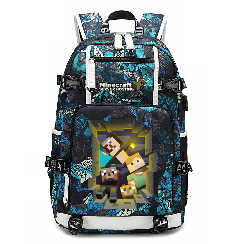 Cross border hot selling Minecraft game peripheral printed backpack outdoor large capacity travel bag Cross border hot selling Minecraft game peripheral printed backpack outdoor large capacity travel bag