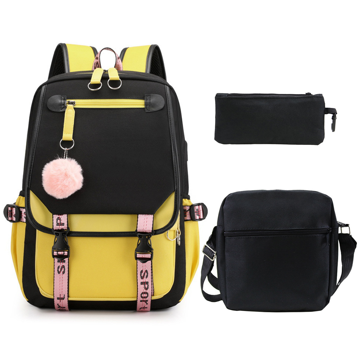 Cross border photo production of student backpack, shoulder bag, pencil case, three piece set, multifunctional fashion backpack, minimum order one piece Cross border photo production of student backpack, shoulder bag, pencil case, three piece set, multifunctional fashion backpack, minimum order one piece