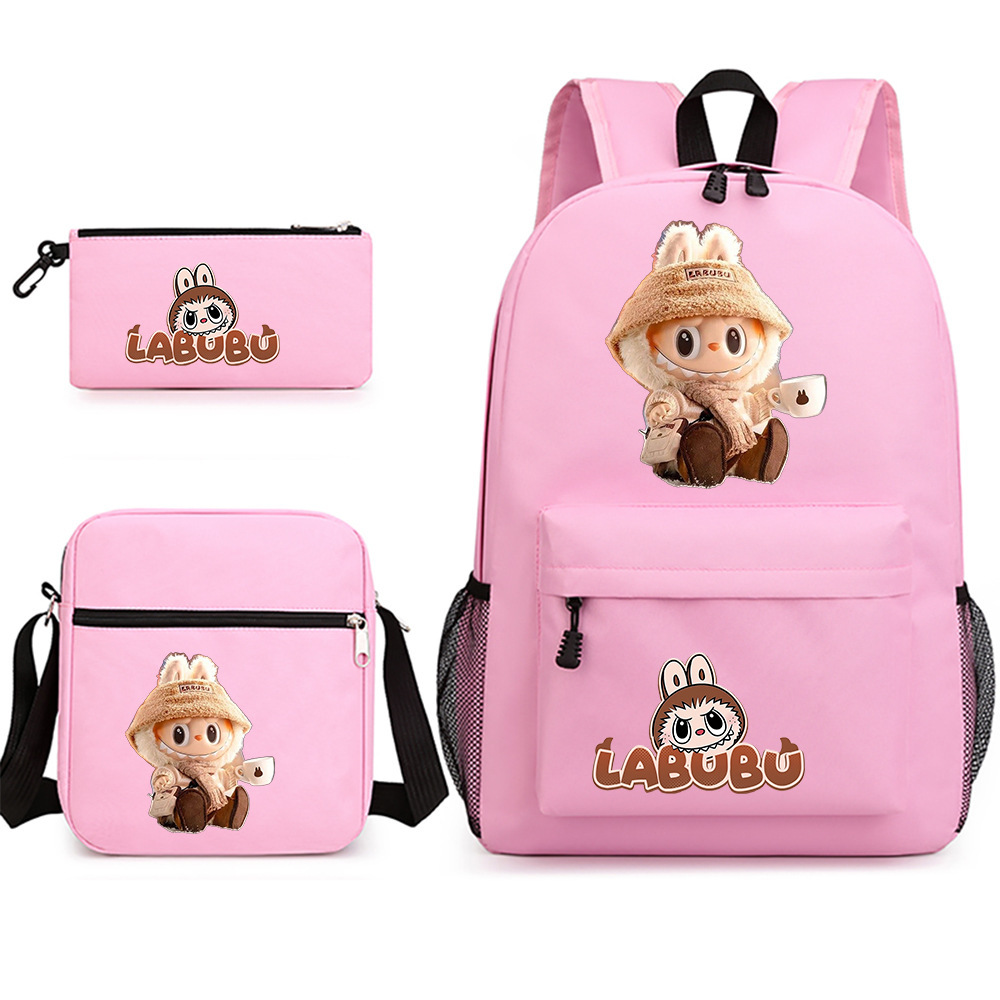 Cross border new hot selling Labubu peripheral printed student backpack backpack shoulder pencil case 3-piece set Cross border new hot selling Labubu peripheral printed student backpack backpack shoulder pencil case 3-piece set