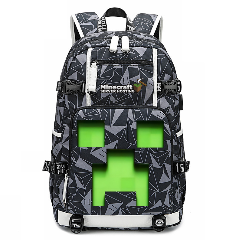 Cross border hot selling Minecraft game peripheral printed backpack outdoor large capacity travel bag Cross border hot selling Minecraft game peripheral printed backpack outdoor large capacity travel bag