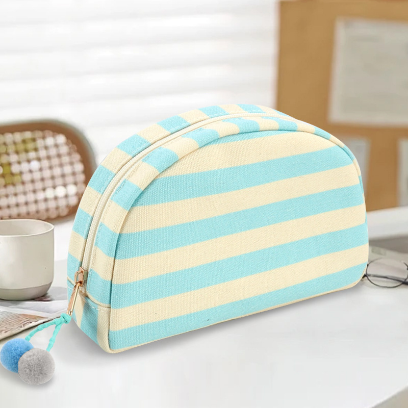 New striped shell makeup bag, portable toiletry storage bag, small toiletry bag, travel large capacity bag for going out New striped shell makeup bag, portable toiletry storage bag, small toiletry bag, travel large capacity bag for going out