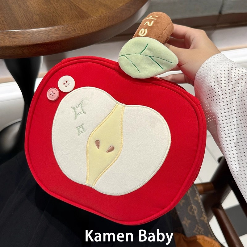 Cute Apple Makeup Bag Large Capacity Makeup Divided Storage Bag for Outdoor Travel Portable Handheld Toilet Bag Cute Apple Makeup Bag Large Capacity Makeup Divided Storage Bag for Outdoor Travel Portable Handheld Toilet Bag