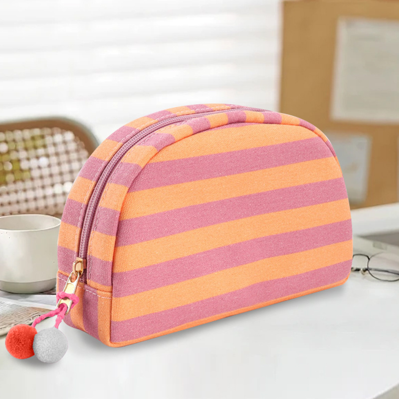 New striped shell makeup bag, portable toiletry storage bag, small toiletry bag, travel large capacity bag for going out New striped shell makeup bag, portable toiletry storage bag, small toiletry bag, travel large capacity bag for going out