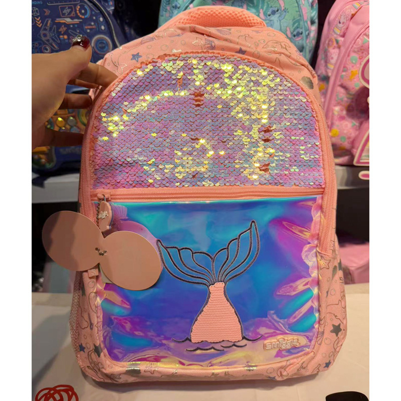 Australian Smiggle backpack, cartoon mermaid backpack for elementary school students, children's multifunctional backpack, leisure bag Australian Smiggle backpack, cartoon mermaid backpack for elementary school students, children's multifunctional backpack, leisure bag