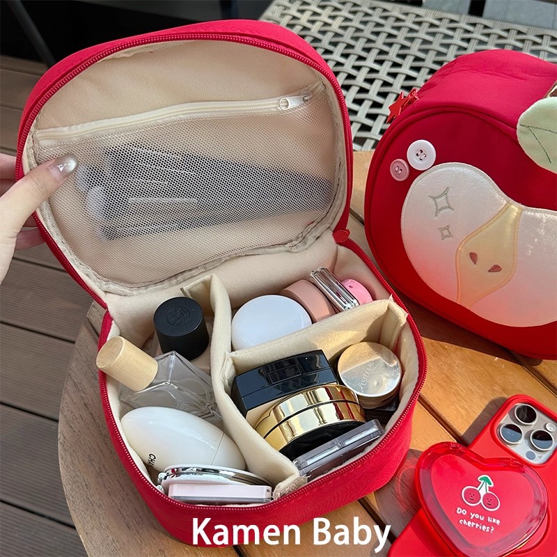 Cute Apple Makeup Bag Large Capacity Makeup Divided Storage Bag for Outdoor Travel Portable Handheld Toilet Bag Cute Apple Makeup Bag Large Capacity Makeup Divided Storage Bag for Outdoor Travel Portable Handheld Toilet Bag