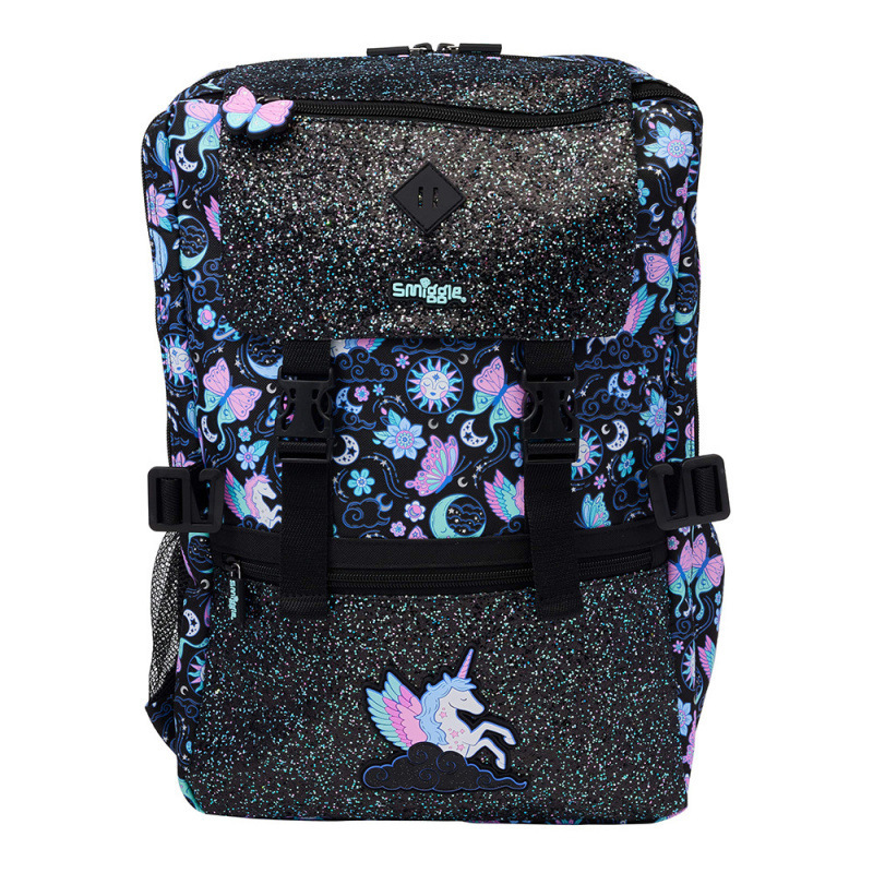 Australian smilgle backpack for elementary school students, black Pegasus cartoon children's backpack, backpack, meal bag, pencil case Australian smilgle backpack for elementary school students, black Pegasus cartoon children's backpack, backpack, meal bag, pencil case