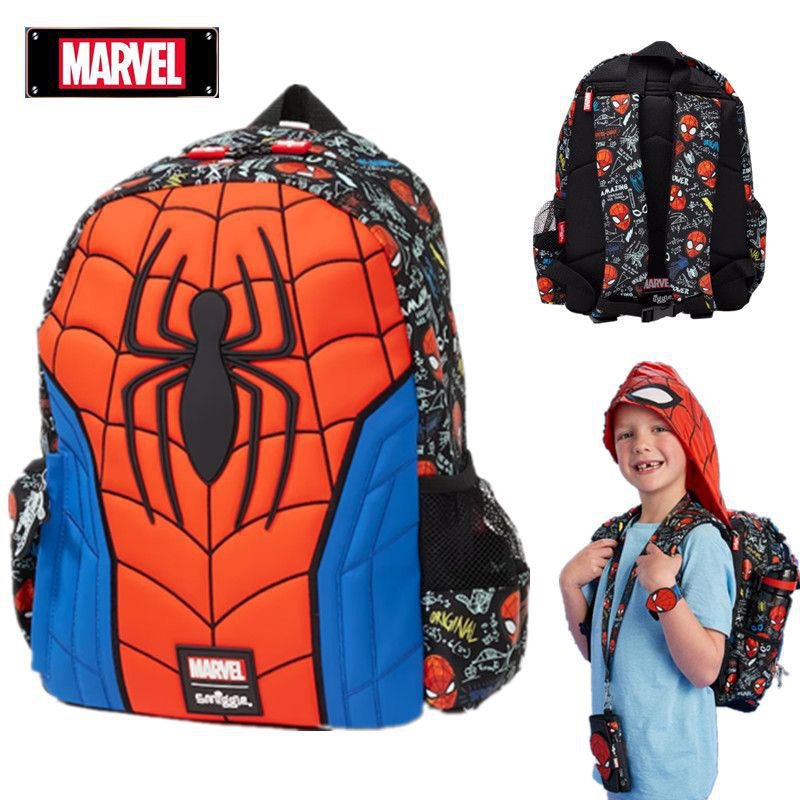 Australian smilgle Spider Man backpack, student large capacity backpack, meal bag, stationery set, pencil case, wallet, water cup