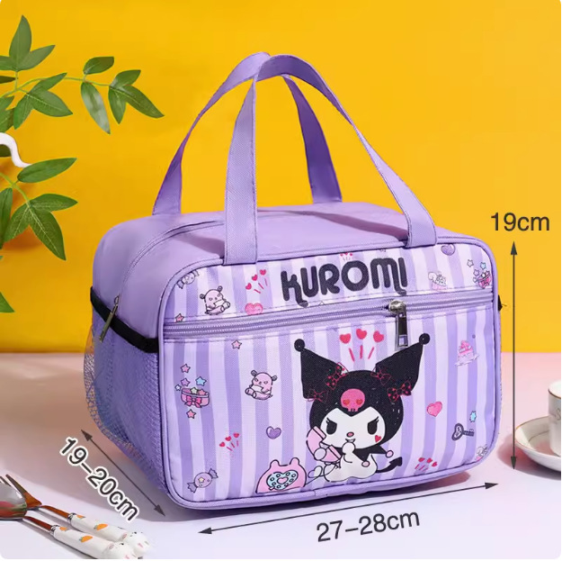 New Cartoon Kuromi Little White Dog Insulated Bag for Primary School Students with Large Capacity Side Pocket Handheld Lunch Box Bag Bento Bag New Cartoon Kuromi Little White Dog Insulated Bag for Primary School Students with Large Capacity Side Pocket Handheld Lunch Box Bag Bento Bag