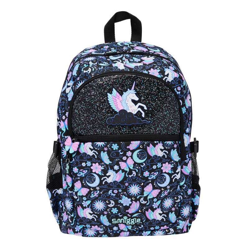 Australian smilgle backpack for elementary school students, black Pegasus cartoon children's backpack, backpack, meal bag, pencil case Australian smilgle backpack for elementary school students, black Pegasus cartoon children's backpack, backpack, meal bag, pencil case