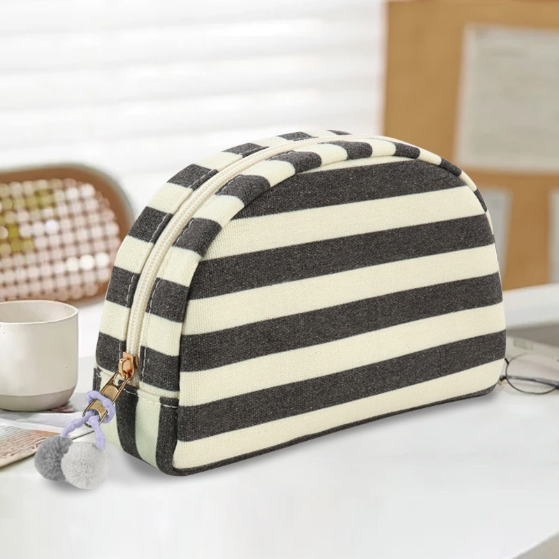 New striped shell makeup bag, portable toiletry storage bag, small toiletry bag, travel large capacity bag for going out New striped shell makeup bag, portable toiletry storage bag, small toiletry bag, travel large capacity bag for going out