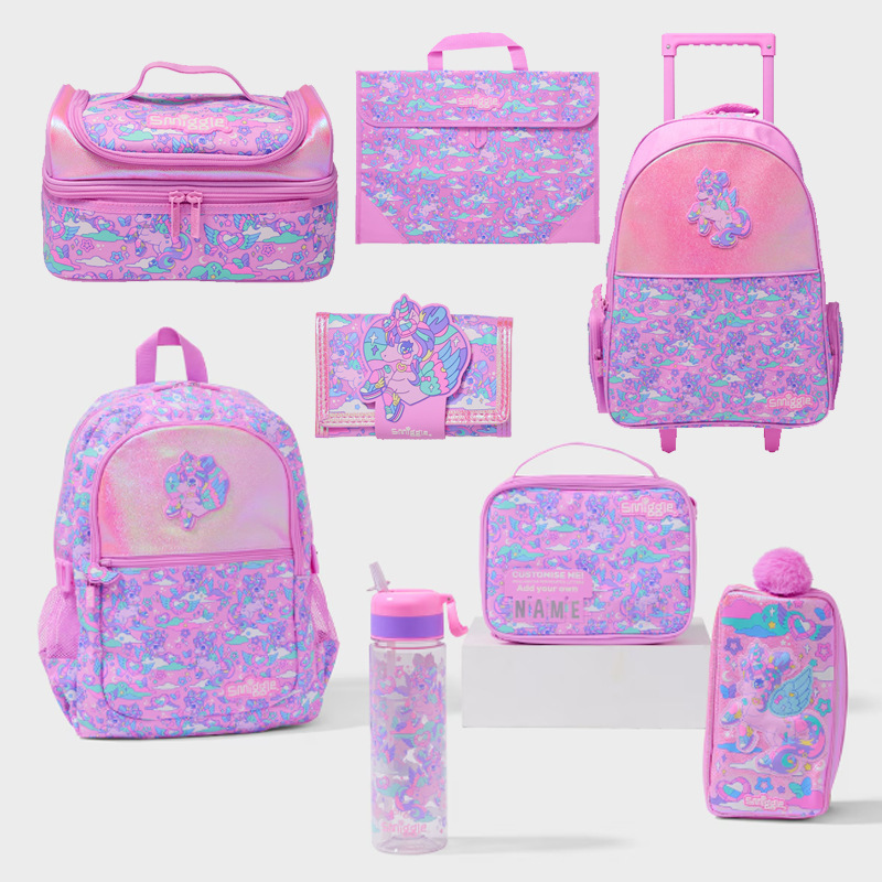 Australian smilgle backpack cartoon pony primary and secondary school backpack children's large capacity backpack meal bag pencil case