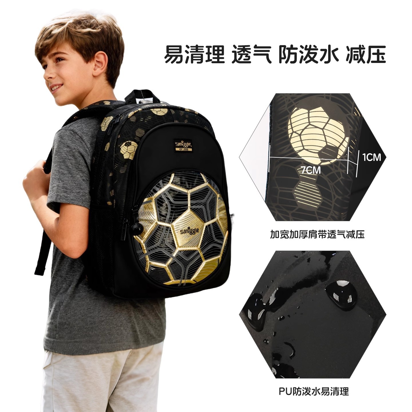 Australian Smiggle football shaped backpack for boys and elementary school students, 3D large capacity reduced load spine protection backpack Australian Smiggle football shaped backpack for boys and elementary school students, 3D large capacity reduced load spine protection backpack