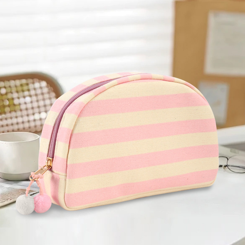 New striped shell makeup bag, portable toiletry storage bag, small toiletry bag, travel large capacity bag for going out New striped shell makeup bag, portable toiletry storage bag, small toiletry bag, travel large capacity bag for going out