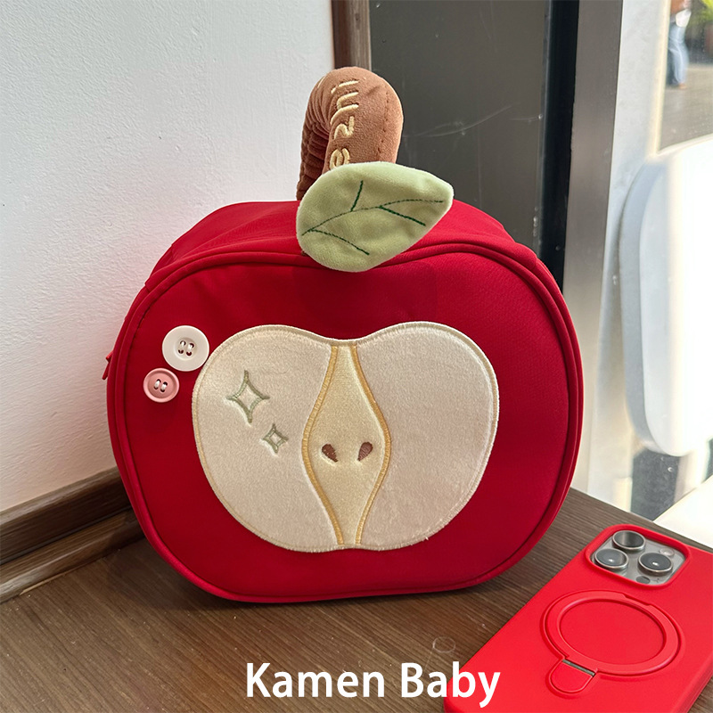 Cute Apple Makeup Bag Large Capacity Makeup Divided Storage Bag for Outdoor Travel Portable Handheld Toilet Bag Cute Apple Makeup Bag Large Capacity Makeup Divided Storage Bag for Outdoor Travel Portable Handheld Toilet Bag