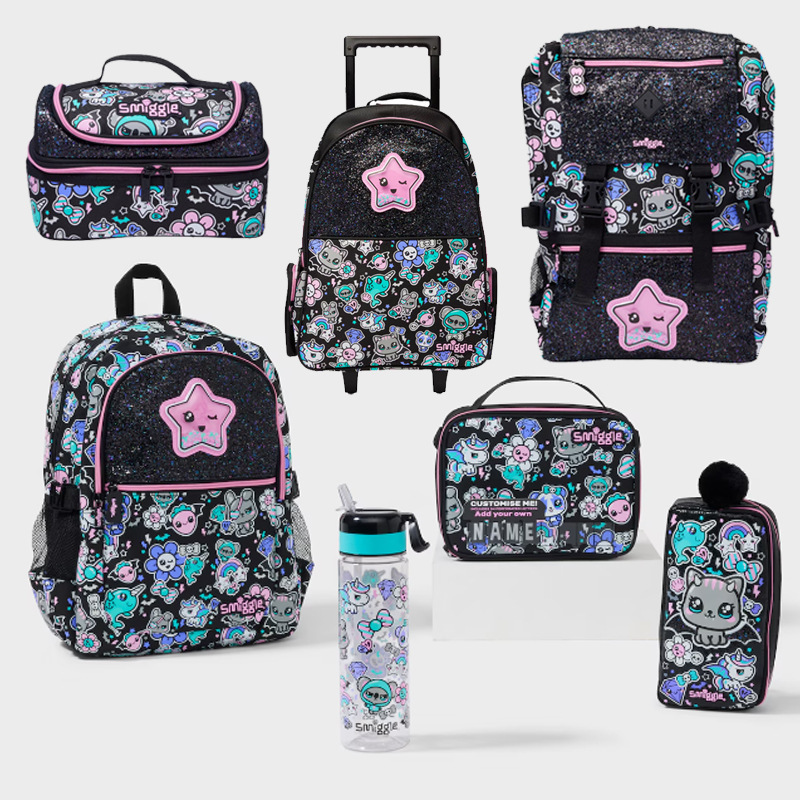 Australian new Smiggle backpack pink pentagram primary and secondary school students large capacity backpack children cartoon